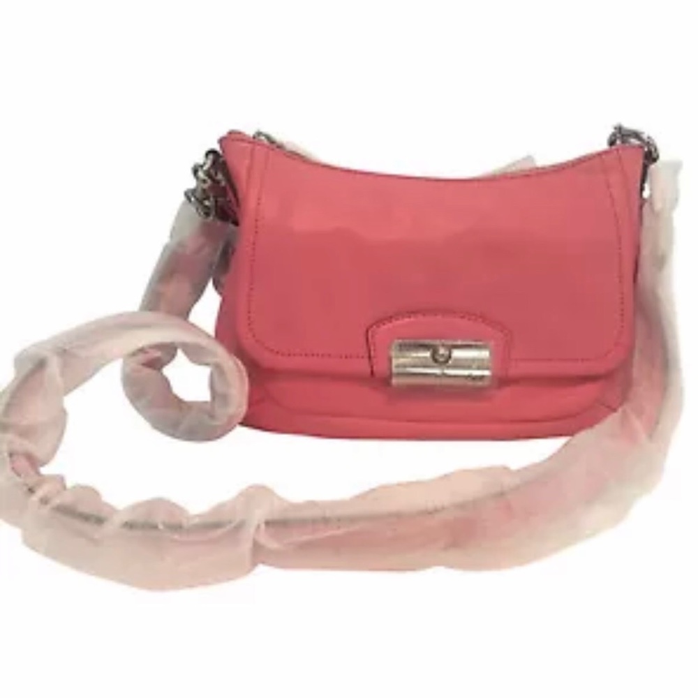 Coach pink Kristen leather east/west crossbody bag